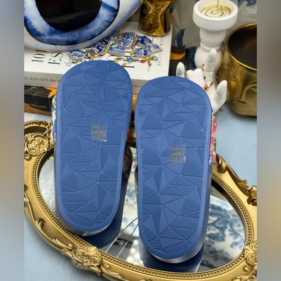 🆕 KURT GEIGER LONDON 🧿 NWOT Meena Eagle Blue Botanica Pool Slide, Sz 36 US 6 - Picture 13 of 13